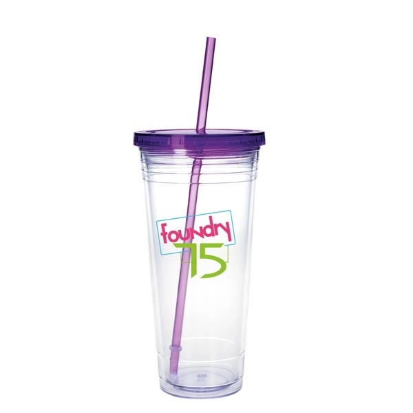 Clear Tumbler with Colored Lid - 24 oz - Image 25