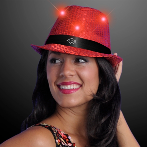 Shiny Single Colored Fedora Hats with Flashing Lights - Image 15