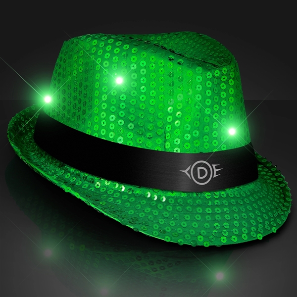 Shiny Single Colored Fedora Hats with Flashing Lights - Image 19