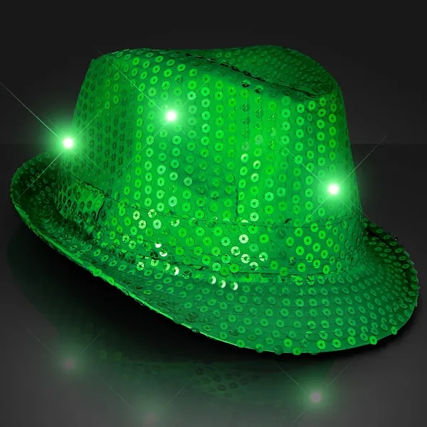 Shiny Single Colored Fedora Hats with Flashing Lights - Image 21
