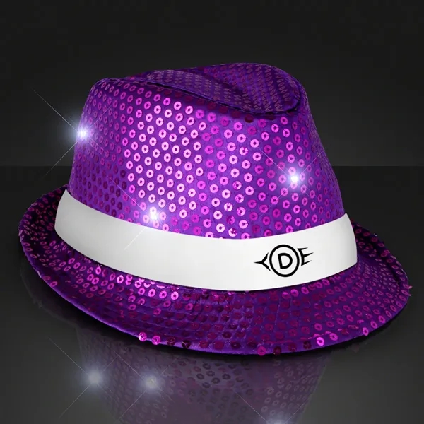 Shiny Single Colored Fedora Hats with Flashing Lights - Image 26