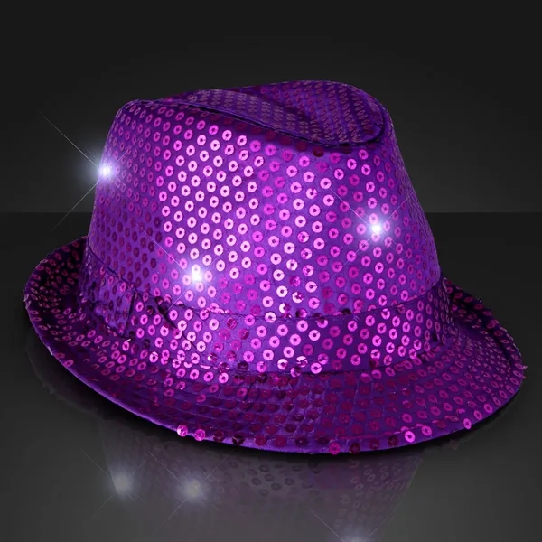 Shiny Single Colored Fedora Hats with Flashing Lights - Image 27