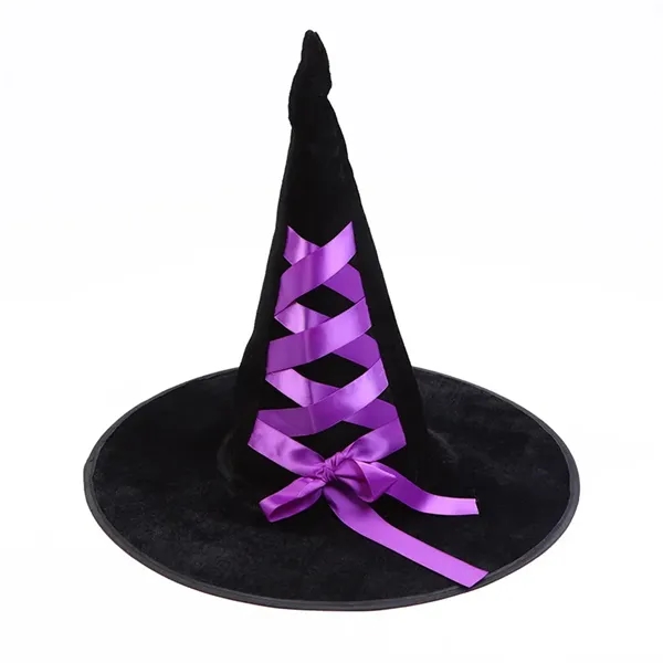 Halloween Witch Hat With Colorful Ribbon     - Image 2