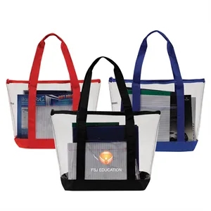 Clear Zipper Tote Security Bag With Pocket