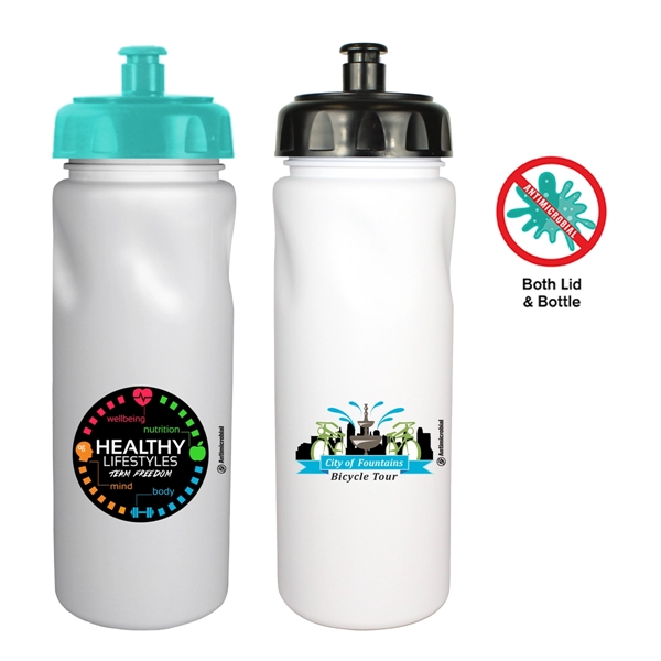 24 Oz. Antimicrobial Cycle Bottle with Push 'n Pull Cap, Ful - Image 1