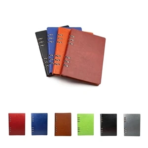 Refillable PU Leather Round 6-Ring Binder Cover Notebook