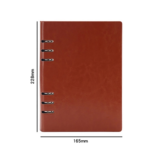Refillable PU Leather Round 6-Ring Binder Cover Notebook - Image 2