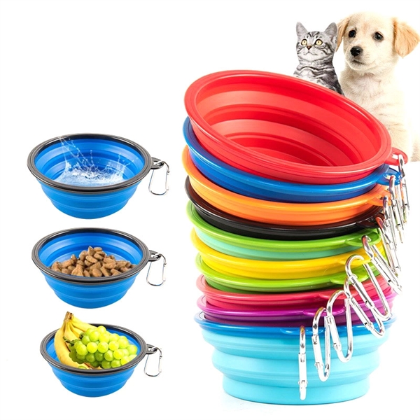 Silicone Folding Pet Bowl With Carabiner Hook     - Image 1