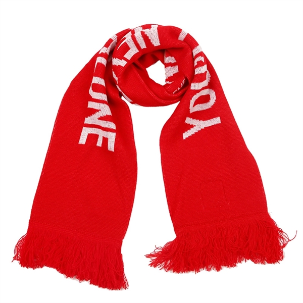 57" x 6.3" custom knitted football scarf with tassels     - Image 2