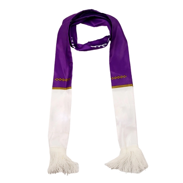 57" x 6.3" custom knitted football scarf with tassels     - Image 6