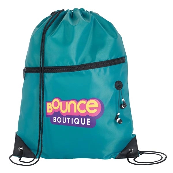 Front Zip Drawstring Backpack - Image 1