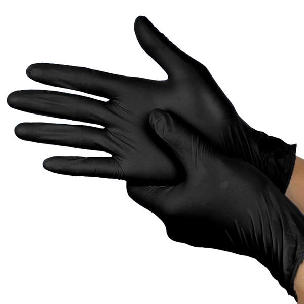 Black disposable Powder-free Nitrile Gloves     - Image 1