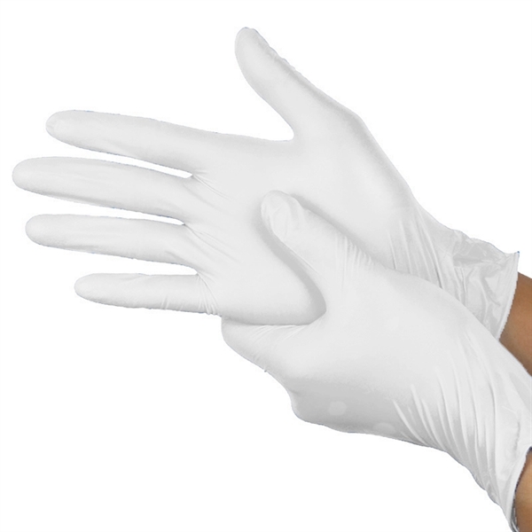 White disposable Powder-free Nitrile Gloves     - Image 1