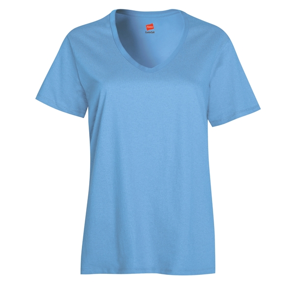 Hanes® Women's Relaxed Fit Jersey Tagless V-Neck T-Shirt - Image 2