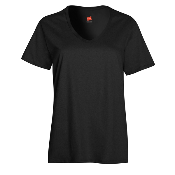 Hanes® Women's Relaxed Fit Jersey Tagless V-Neck T-Shirt - Image 3