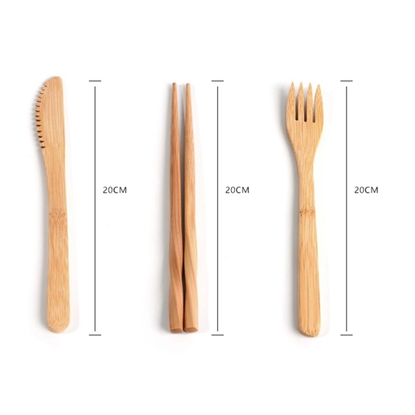 6pcs Eco-Friendly Bamboo Cutlery Set with Pouch - Image 7