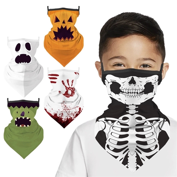 Kid Halloween Neck Gaiter Face Mask Triangle Scarf - Image 1