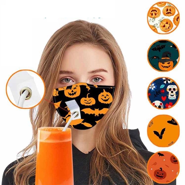 Halloween Reusable Face Bandana Mask Straw Mask - Image 1