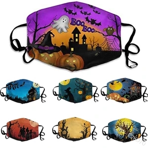 Halloween Pumpkin Print Adjustable Filter Pocket Mask