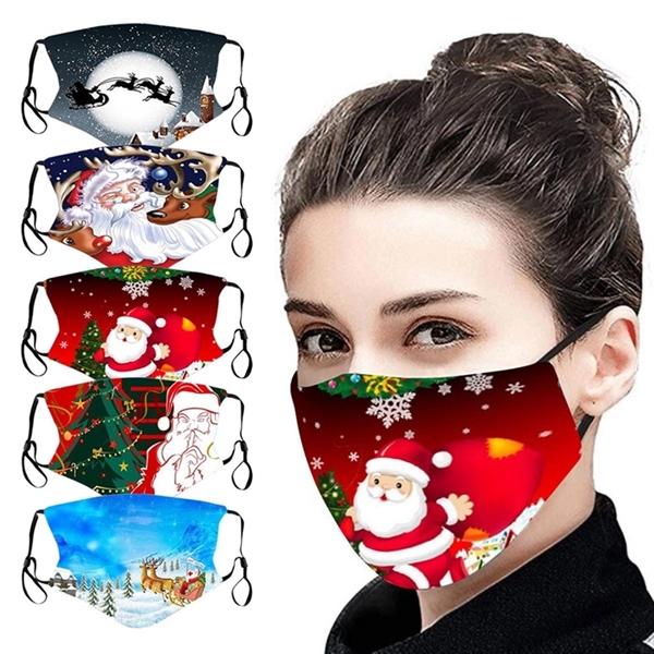 Christmas Face Mask Adjustable Reusable Cotton Face Bandana - Image 1