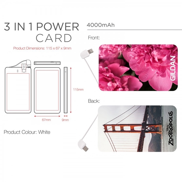 SlenderCharger 4000mAh Credit Card Size Charger Built In Cha - Image 1