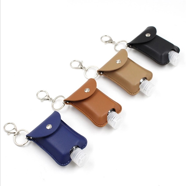 Portable Leather Hand Sanitizer Holder Keychain - Image 3