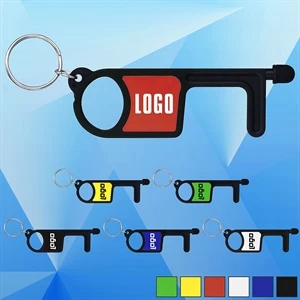 PPE No-Touch Door/Bottle Opener with Stylus and Key Chain