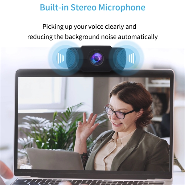 1080P USB Webcam with Microphone, Auto Light Correction, Plu - Image 6