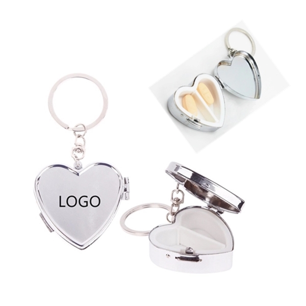 Heart-Shaped Pill Case Keychain - Image 1
