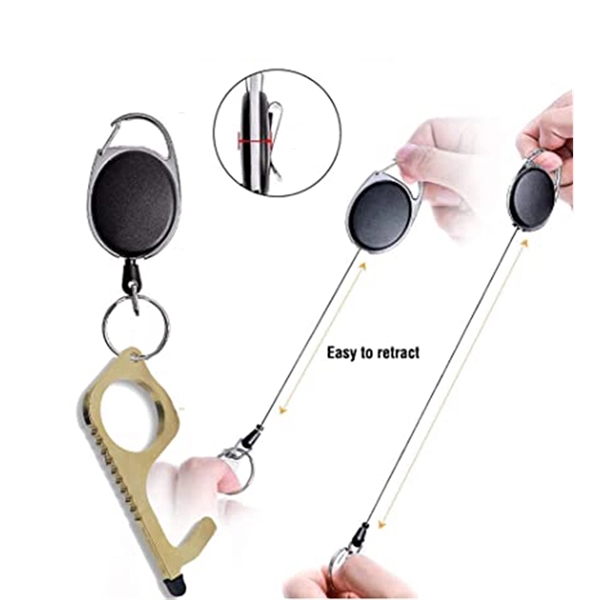 Touchless Germ-free Key with Stylus and Alligator Clip Reel - Image 1
