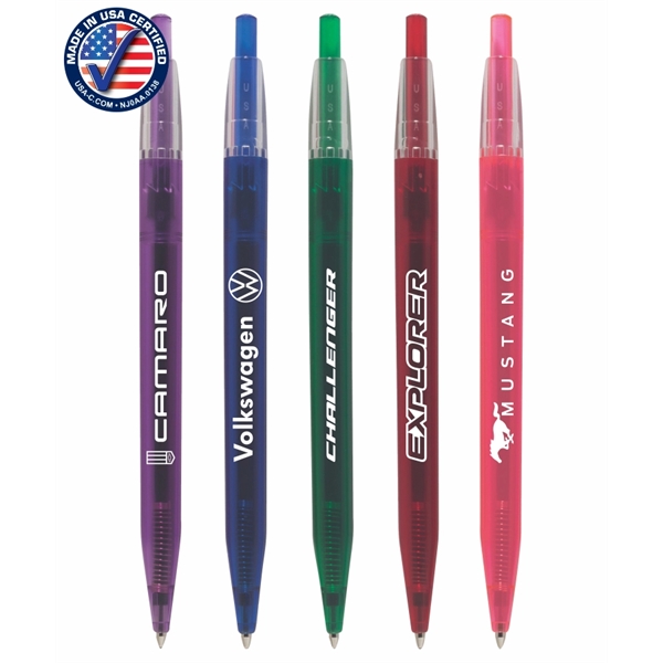 USA Made "Bank" Ballpoint Click Pen - Frosted Barrel