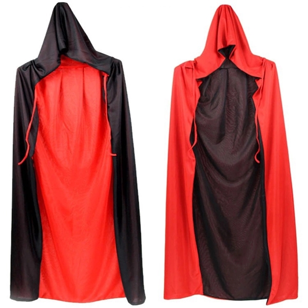 Reversible Hooded Adult And Kid Vampires Cape Cloak - Image 1