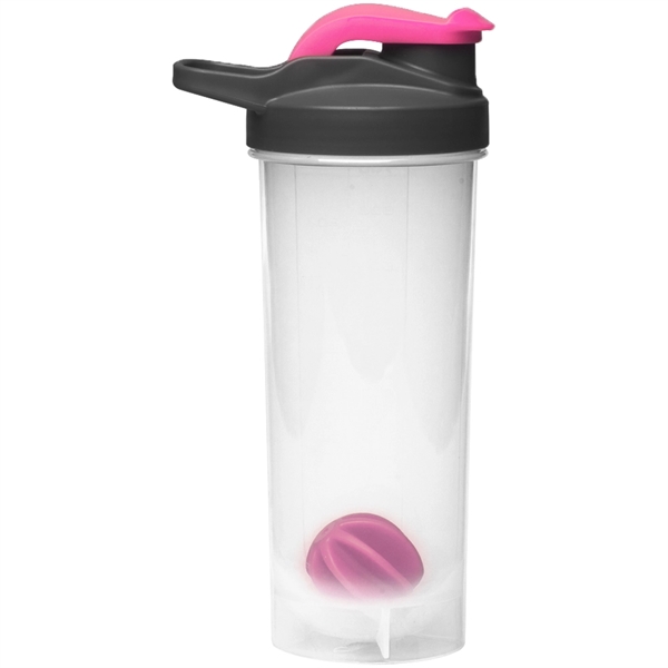 Gym Water Bottles - 24 oz. Shaker Bottle w/ Mixer & Handle - Image 3