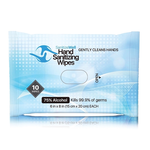 SANITIZE WELL 10 PCS 75% ALCOHOL ANTIBACTERIAL WET WIPES - Image 1