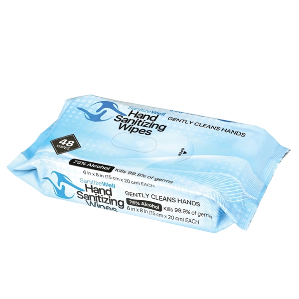 SANITIZE WELL 48 PC 75% ALCOHOL ANTIBACTERIAL WET WIPES - Image 1