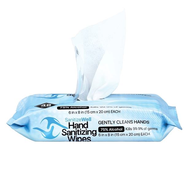 SANITIZE WELL 48 PC 75% ALCOHOL ANTIBACTERIAL WET WIPES - Image 2