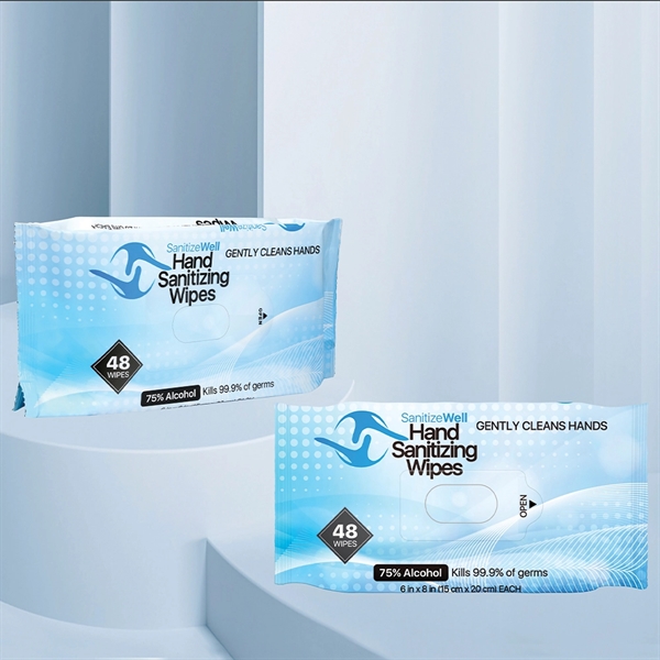 SANITIZE WELL 48 PC 75% ALCOHOL ANTIBACTERIAL WET WIPES - Image 3