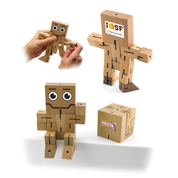 Wood Brain Teaser Puzzle Robot Cube - Image 1