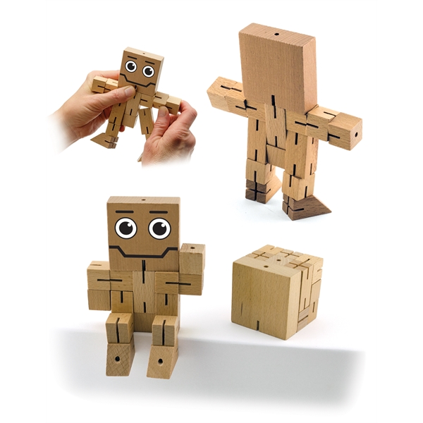 Wood Brain Teaser Puzzle Robot Cube - Image 2