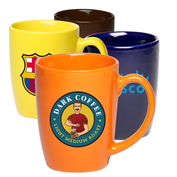 12 oz Coffee Mug w/ Custom Imprint Glossy Mugs Curved Grip - Image 1