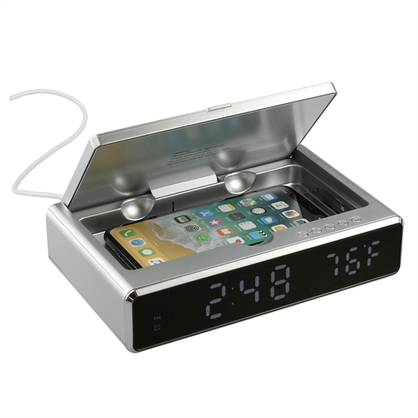 UV Sanitizer Desk Clock with Wireless Charging - Image 2
