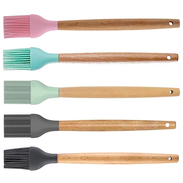 Silicone Kitchen Brush with Wooden Handle, Optional Cooking - Image 1