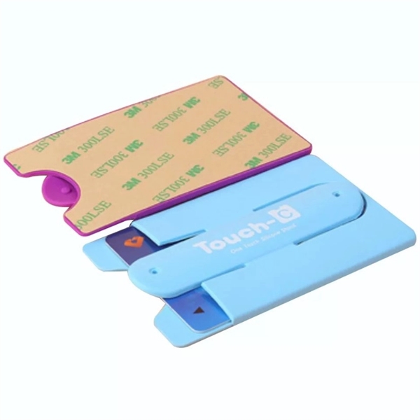 Adhesive Phone Wallet Kickstand sleeve with Cord Organizer - Image 3