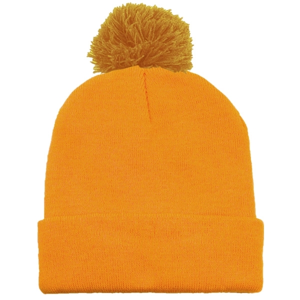 Long Knit Beanie With Pom - Image 5