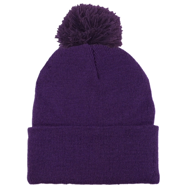 Long Knit Beanie With Pom - Image 9