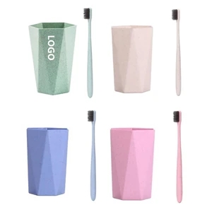 Wheat Straw Toothbrush Mug Set