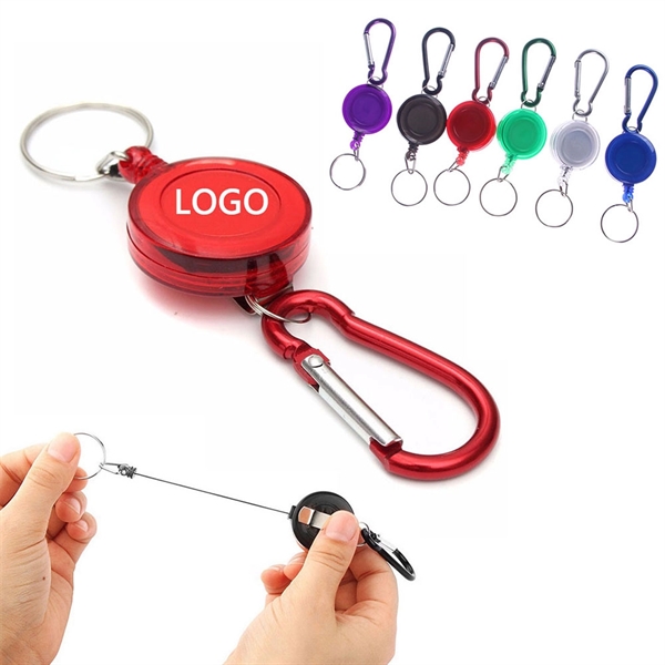 Retractable Keychain Reel with Carabiner - Image 1