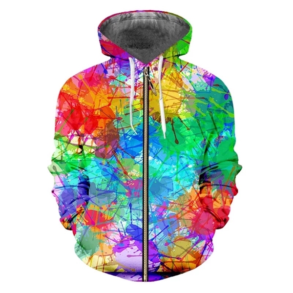 Full Color Hoodie w/Front Zipper & Pocket Sublimated Hoodies - Image 2