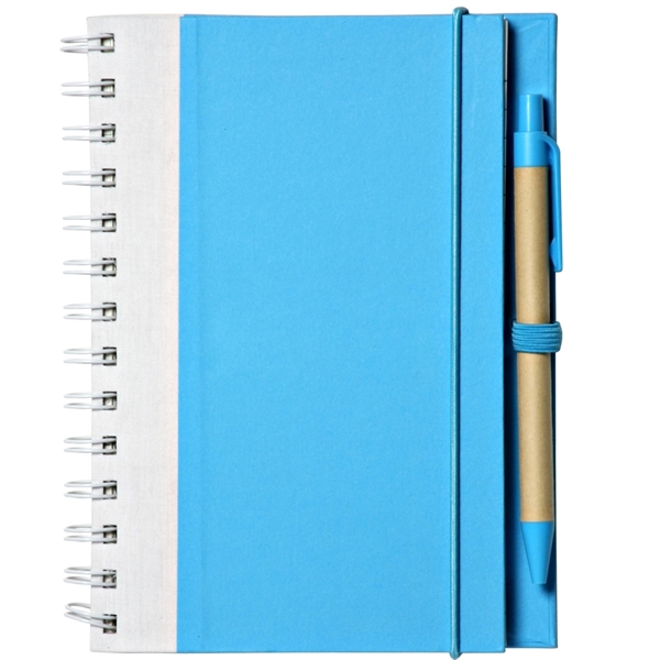 Recyclable Spiral Notebook w/ Pen Two-Tone ECO Notebooks - Image 3
