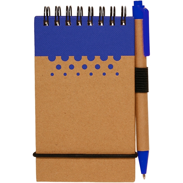 Two-Tone Spiral Notepad w/ Pen Recyclable Pocket Jotters - Image 2